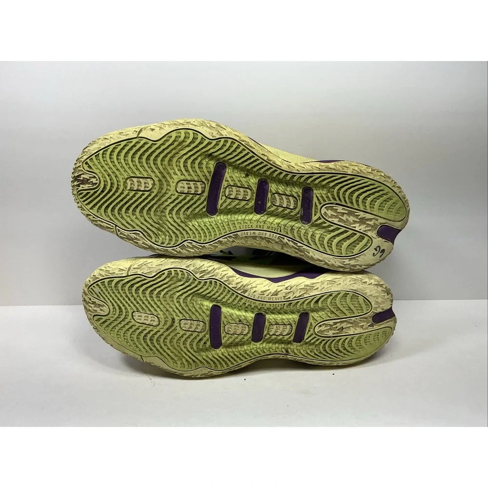ADIDAS Dame 8 Mens 4th Quarter KO Basketball Shoe Sz 10.5 Yellow Purple Sneakers